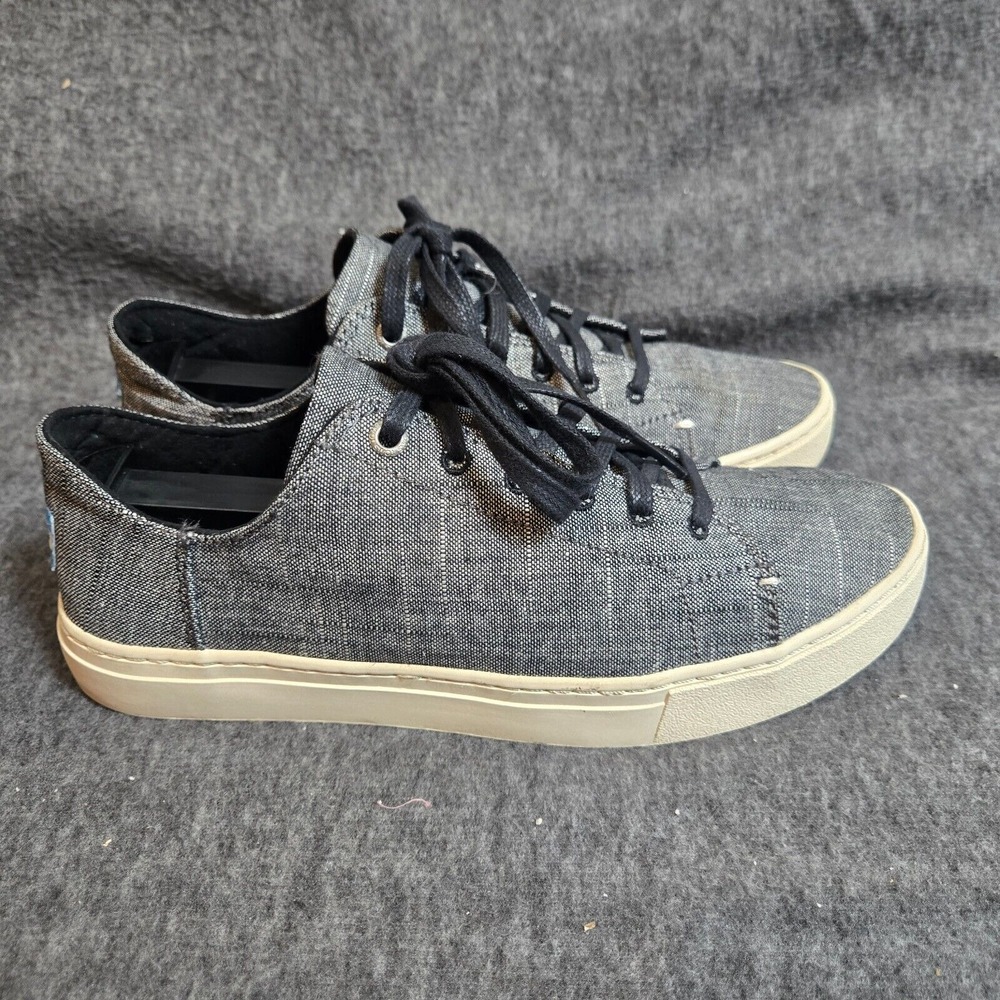 TOMS Lenox Womens Shoes Gray Canvas Lace up Low Casual Sneakers Size 8